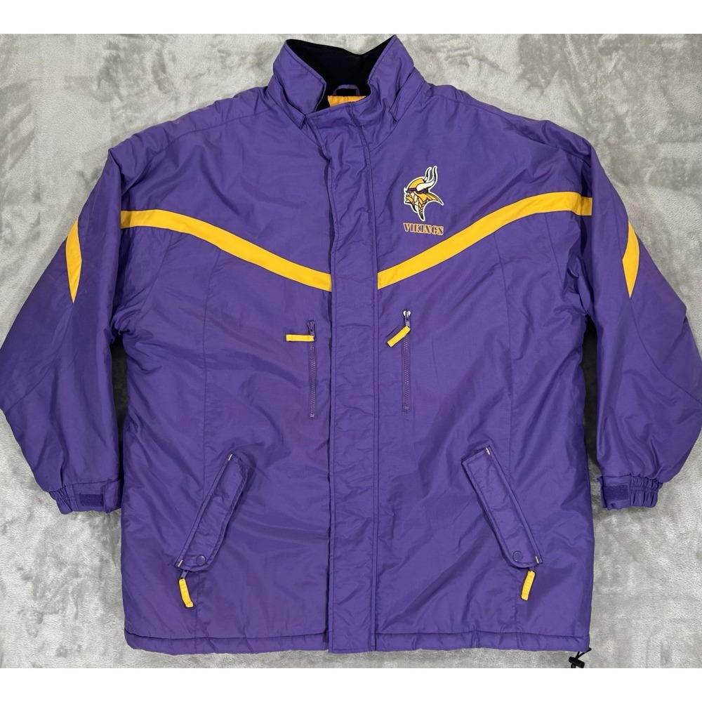 Minnesota Vikings Jacket Mens‎ XXL NFL Purple Yellow Parka Quilted Vintage 90s